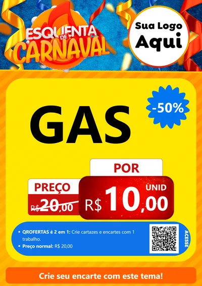 Modelo de Cartaz para Cartaz A4 Vertical com o tema Esquenta de Carnaval para Água e gás