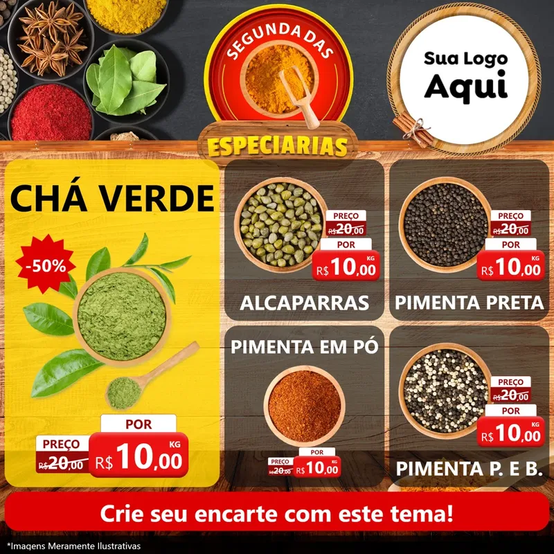 Modelo de Rede Social para Feed Facebook com o tema Segunda das especiarias para Produtos Naturais