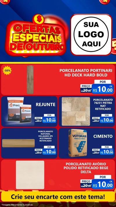Modelo de TV para TV Vertical com o tema Ofertas Especiais de Outubro para Pisos e revestimentos