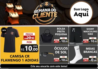 Modelo de Encarte para Encarte A4 Horizontal com o tema Semana do Cliente para Roupas e acessórios