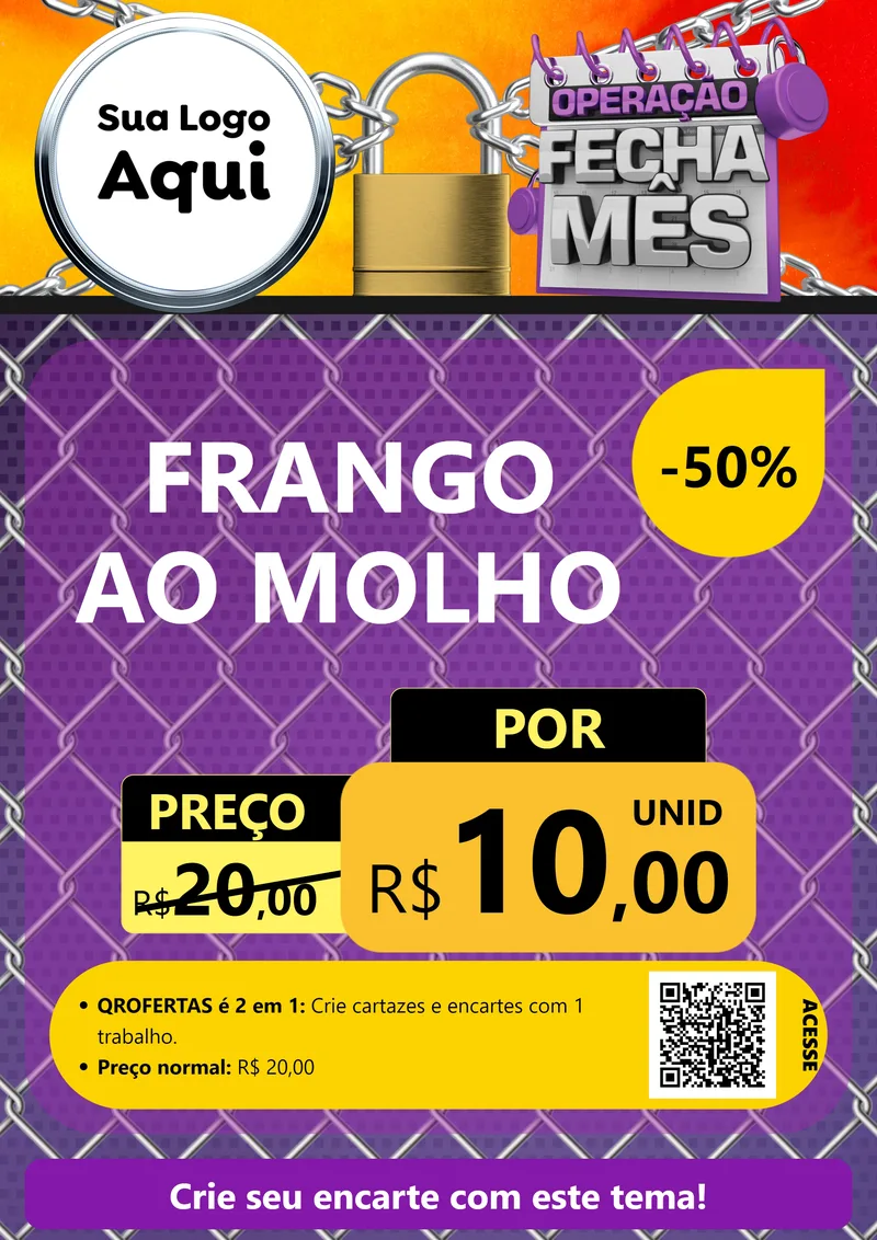 Modelo de Cartaz para Cartaz A4 Vertical com o tema Operação Fecha Mês para Restaurante