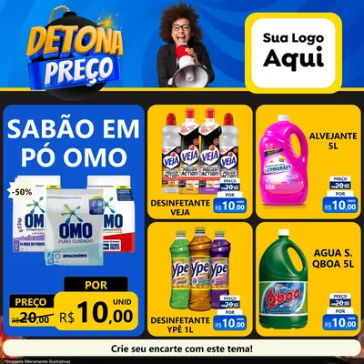 Modelo de Rede Social para Feed Facebook com o tema Detona Preços para Produtos de Limpeza