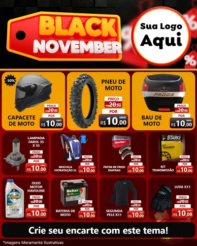 Modelo de Rede Social para Feed Instagram com o tema Black November para Moto peças
