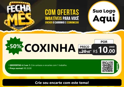 Modelo de Cartaz para Cartaz A4 Horizontal com o tema Fecha Mês para Salgadaria