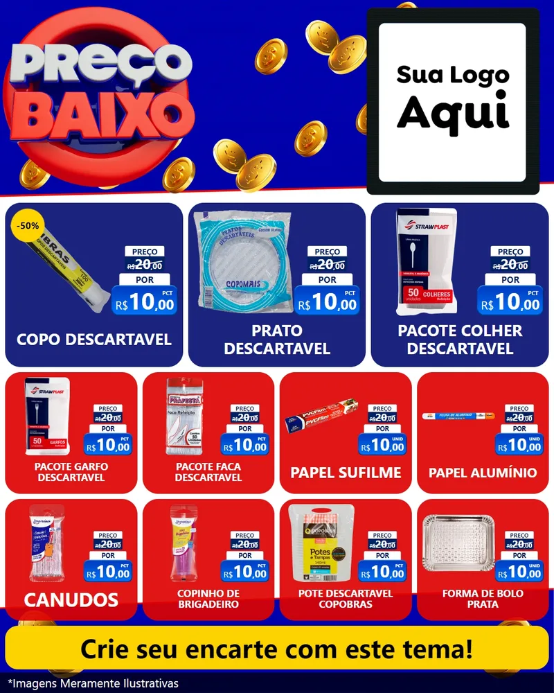 Modelo de Rede Social para Feed Instagram com o tema Preço Baixo para Embalagens