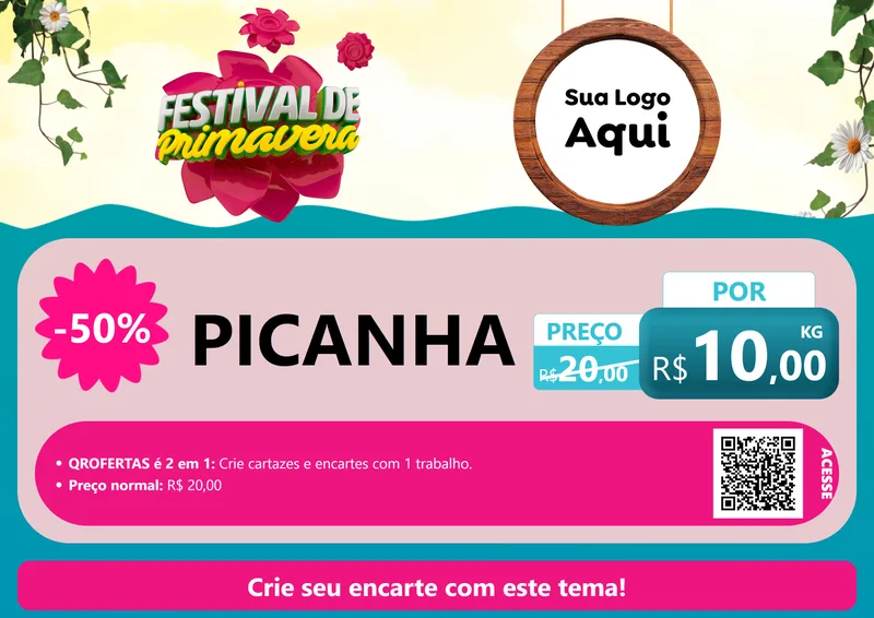 Modelo de Cartaz para Cartaz A4 Horizontal com o tema Festival de Primavera para Açougue