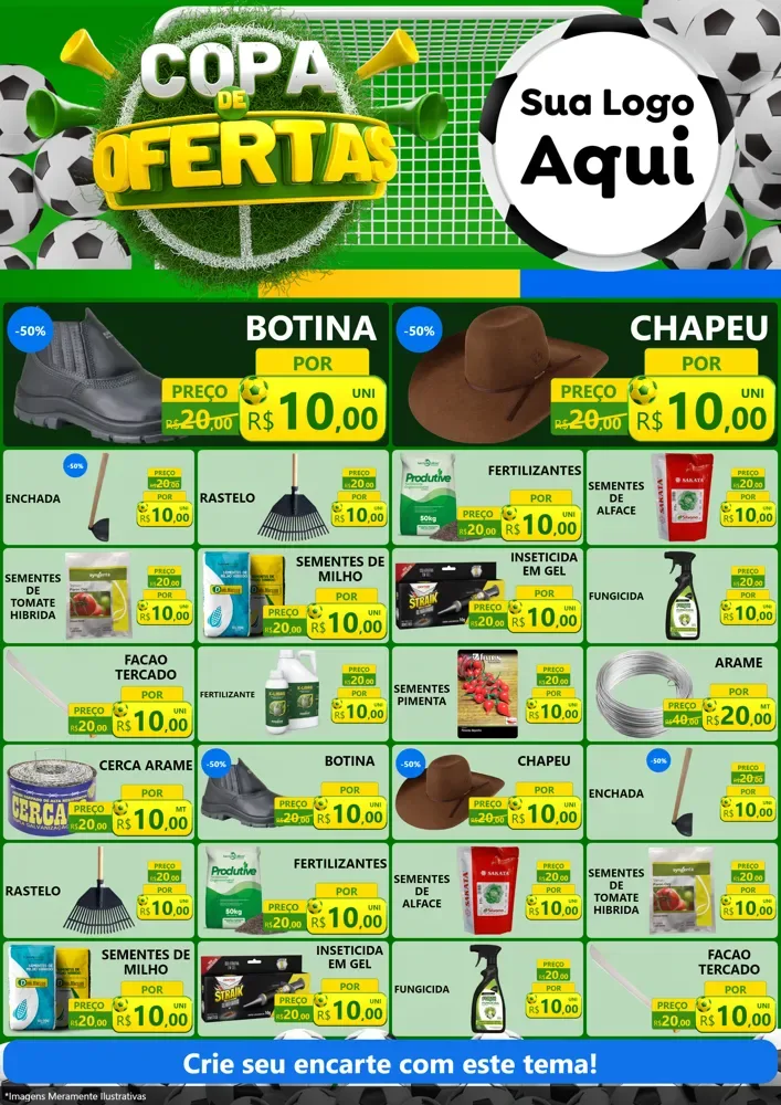 Modelo de Encarte para Encarte A4 Vertical com o tema Copa De Ofertas para Agropecuária