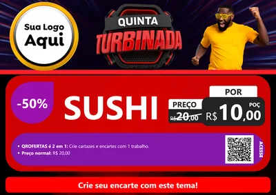 Modelo de Cartaz para Cartaz A4 Horizontal com o tema Quinta Turbinada para Comida japonesa