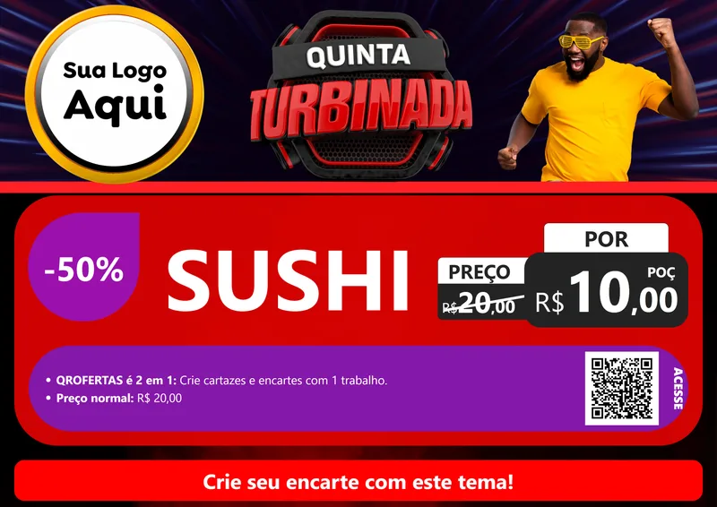 Modelo de Cartaz para Cartaz A4 Horizontal com o tema Quinta Turbinada para Comida japonesa