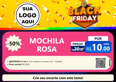 Modelo de Cartaz para Cartaz A4 Horizontal com o tema Black Friday para Papelaria