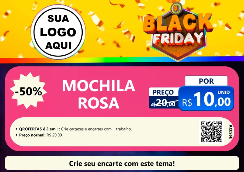 Modelo de Cartaz para Cartaz A4 Horizontal com o tema Black Friday para Papelaria