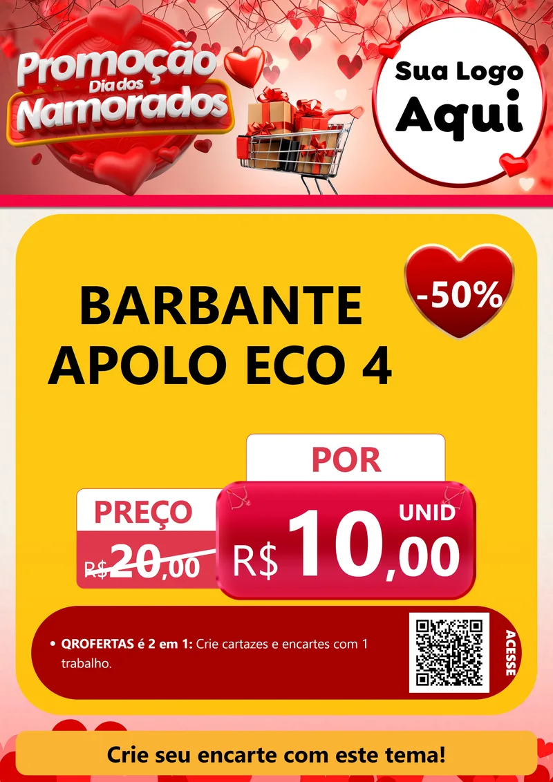 Modelo de Cartaz para Cartaz A4 Vertical com o tema Promoção Dia dos Namorados para Armarinho e Aviamentos