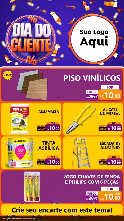 Modelo de TV para TV Vertical com o tema Dia do Cliente para Material para Construção