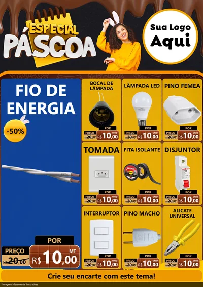 Modelo de Encarte para Encarte A4 Vertical com o tema Especial Páscoa para Materiais Elétricos