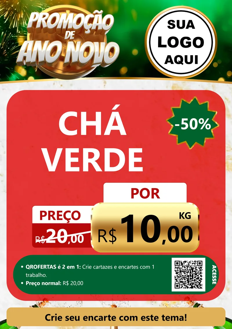 Modelo de Cartaz para Cartaz A4 Vertical com o tema Promoção de Ano Novo para Produtos Naturais