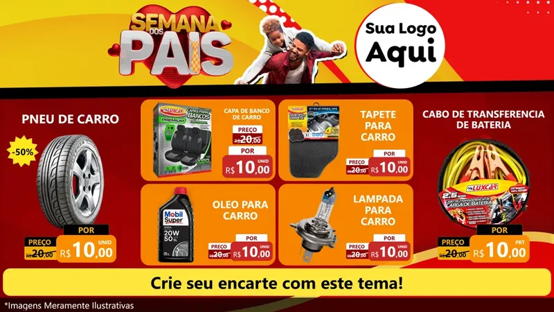 Modelo de TV para TV Horizontal com o tema Semana Dos Pais para Auto peças