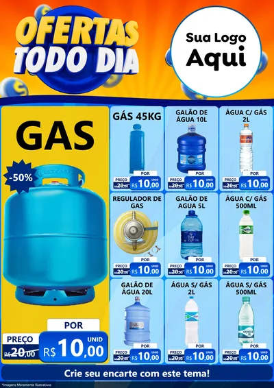 Modelo de Encarte para Encarte A4 Vertical com o tema Ofertas Todo Dia para Água e gás