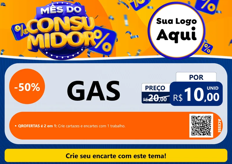 Modelo de Cartaz para Cartaz A4 Horizontal com o tema Mês do Consumidor para Água e gás