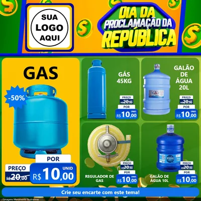 Modelo de Rede Social para Feed Facebook com o tema Dia Da Proclamação da República para Água e gás