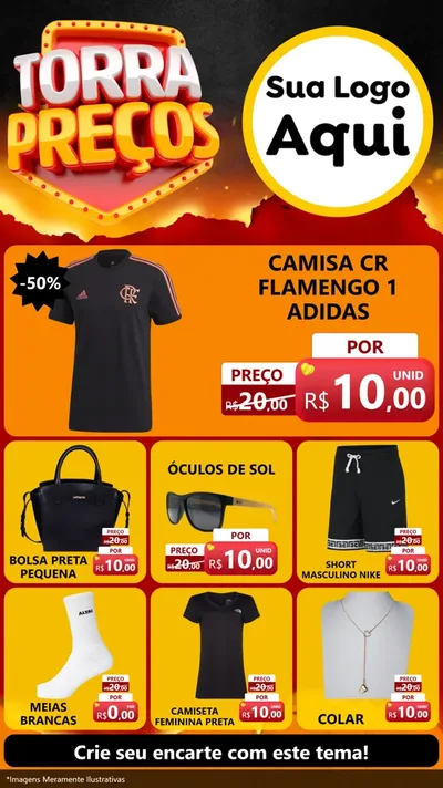 Modelo de Rede Social para Stories com o tema Torra Preços para Roupas e acessórios