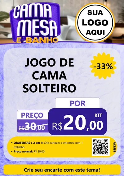 Modelo de Cartaz para Cartaz A4 Vertical com o tema Cama , Mesa e Banho para Cama, Mesa e Banho