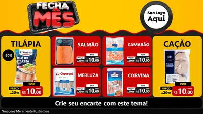 Modelo de TV para TV Horizontal com o tema Fecha Mês para Peixaria