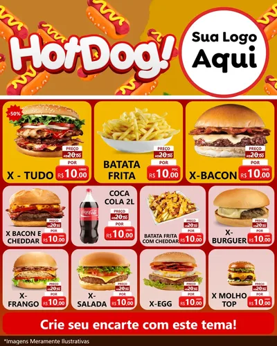 Modelo de Rede Social para Feed Instagram com o tema Hot Dog para Hamburgueria