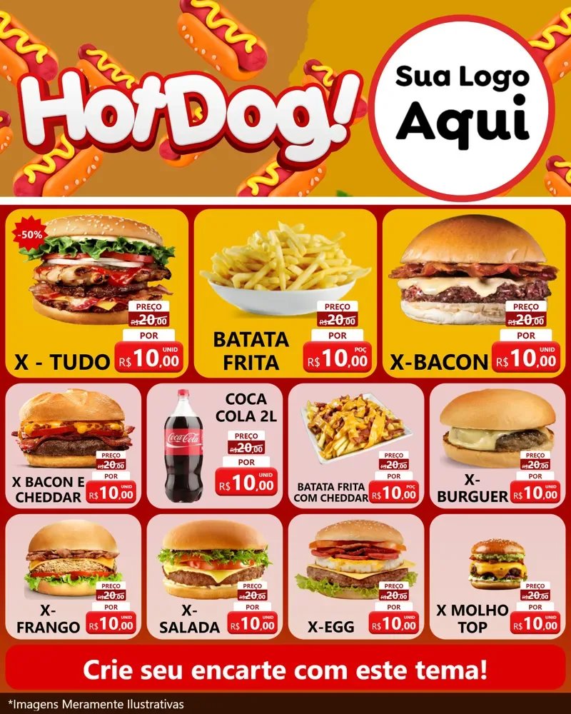 Modelo de Rede Social para Feed Instagram com o tema Hot Dog para Hamburgueria