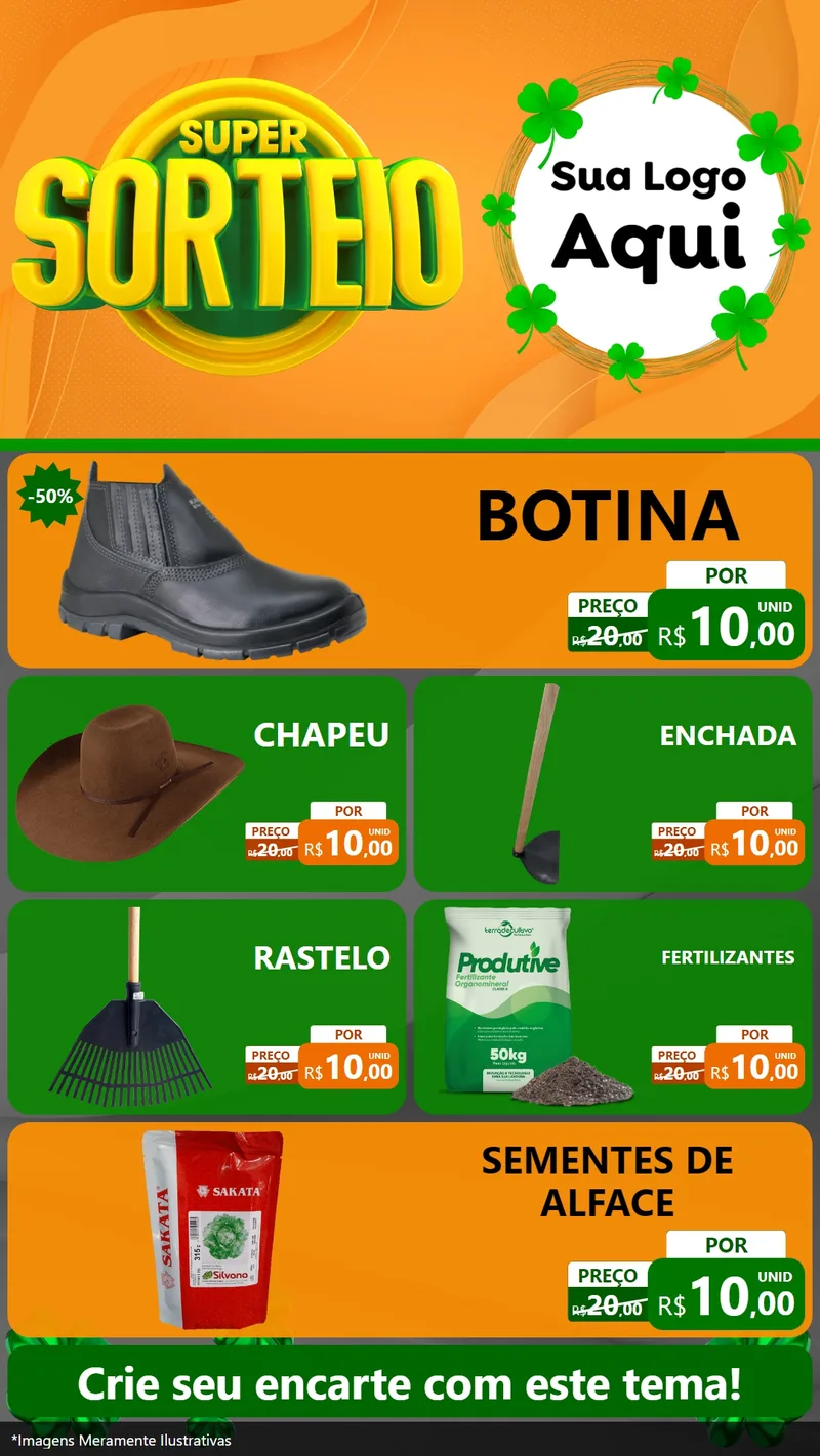 Modelo de TV para TV Vertical com o tema Super Sorteio para Agropecuária