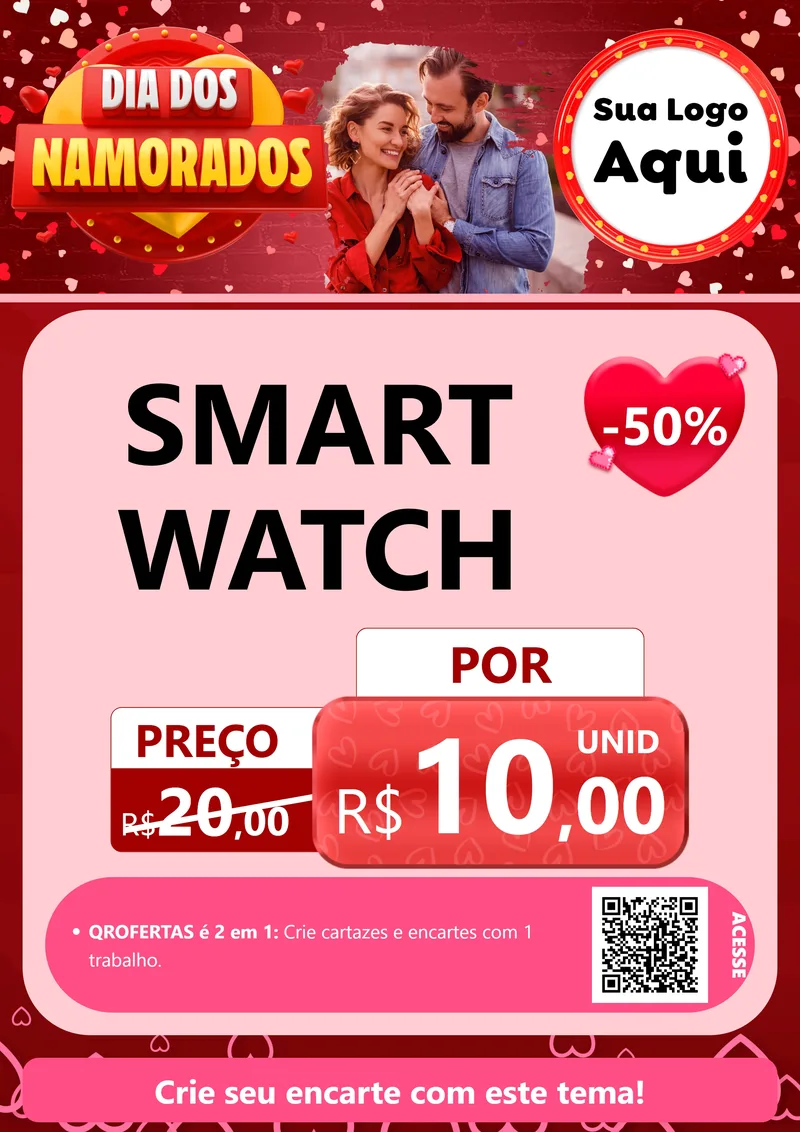 Modelo de Cartaz para Cartaz A4 Vertical com o tema Dia Dos Namorados para Informática