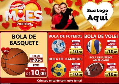 Modelo de Encarte para Encarte A4 Horizontal com o tema Semana das Mães Premiada para Artigos Esportivos
