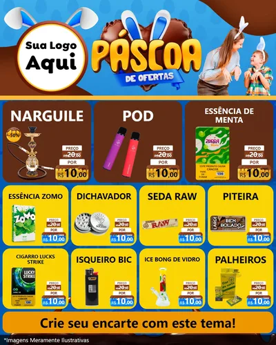 Modelo de Rede Social para Feed Instagram com o tema Páscoa de Ofertas para Tabacaria