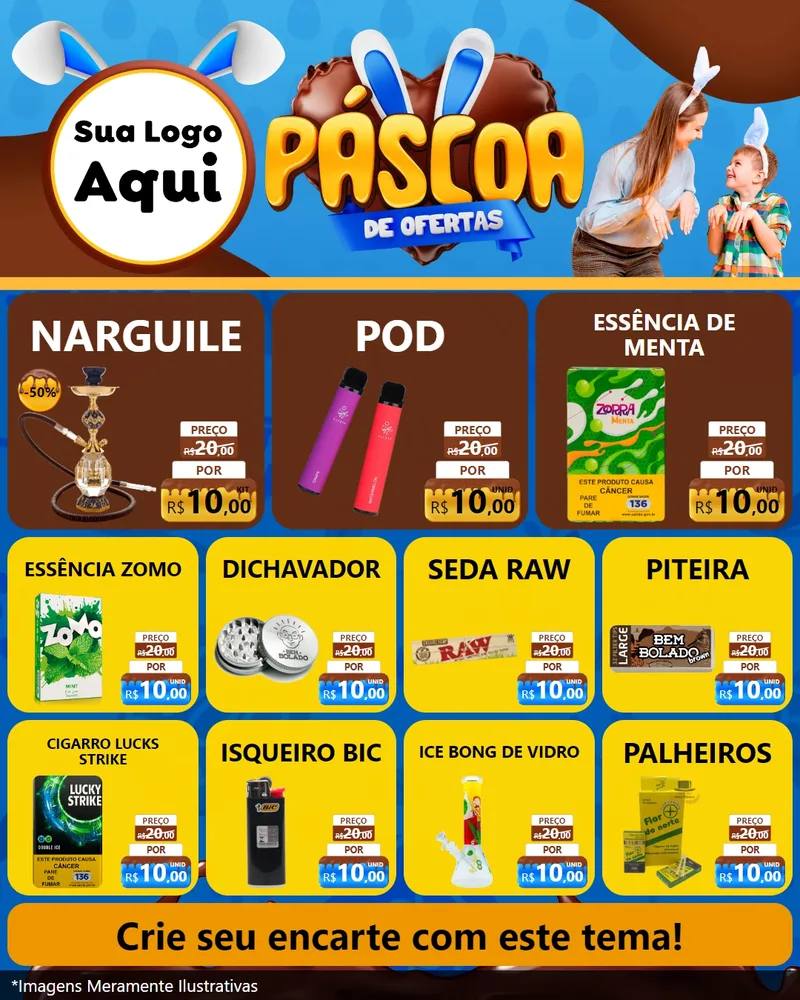 Modelo de Rede Social para Feed Instagram com o tema Páscoa de Ofertas para Tabacaria