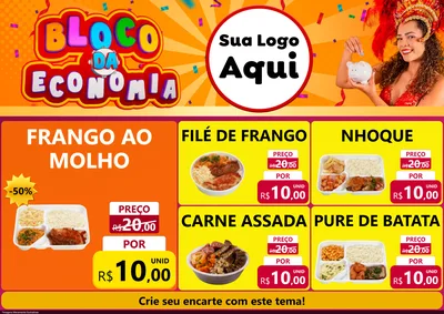 Modelo de Encarte para Encarte A4 Horizontal com o tema Bloco da Economia para Restaurante