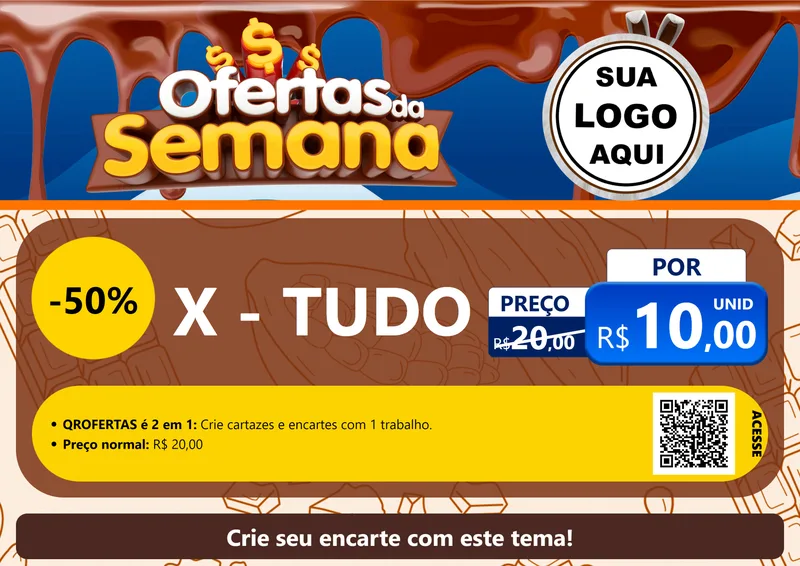 Modelo de Cartaz para Cartaz A4 Horizontal com o tema Ofertas da Semana - Páscoa para Hamburgueria