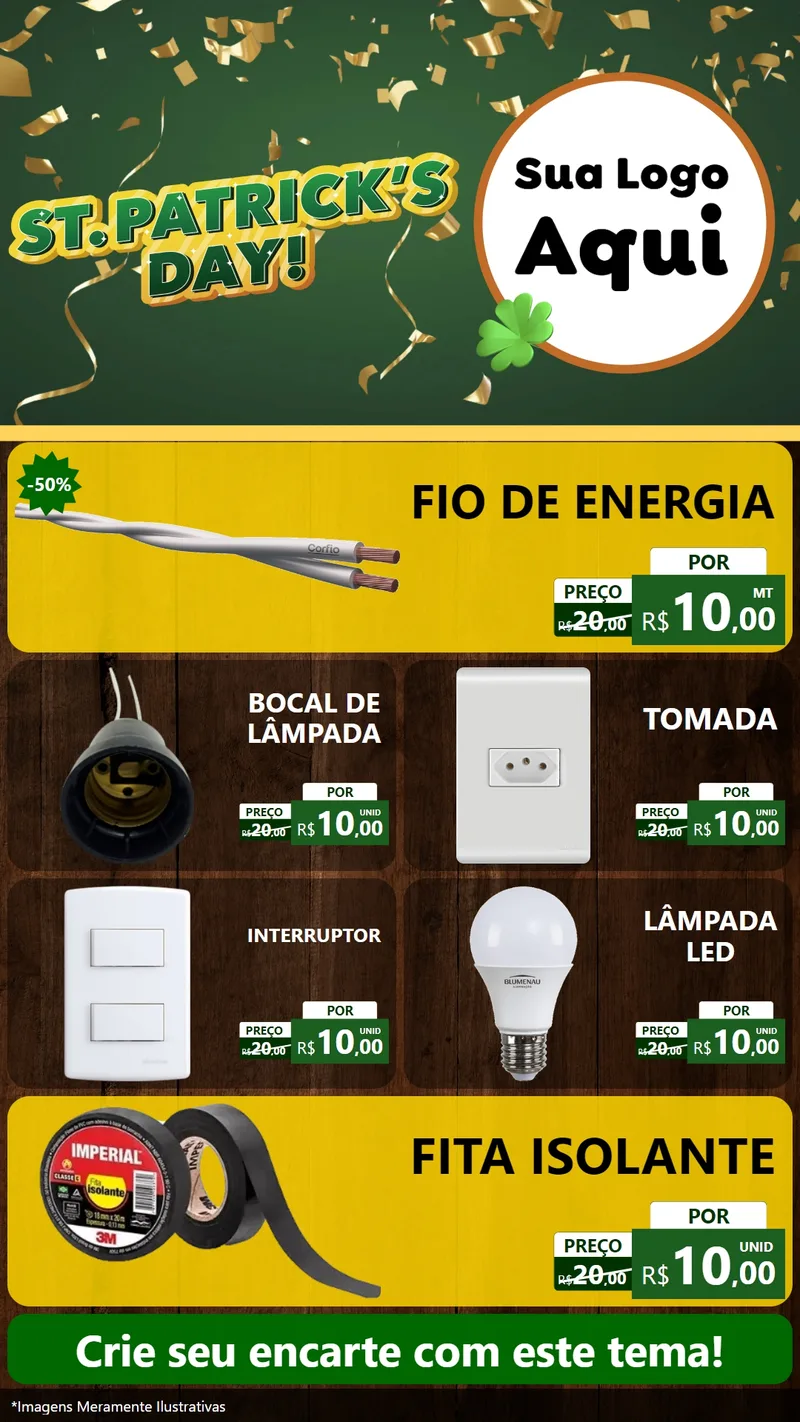 Modelo de TV para TV Vertical com o tema St Patriks Day para Materiais Elétricos