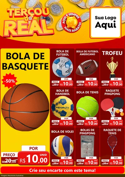 Modelo de Encarte para Encarte A4 Vertical com o tema Terçou do Real para Artigos Esportivos