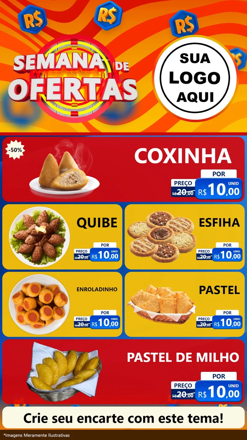 Modelo de TV para TV Vertical com o tema Semana de Ofertas para Salgadaria
