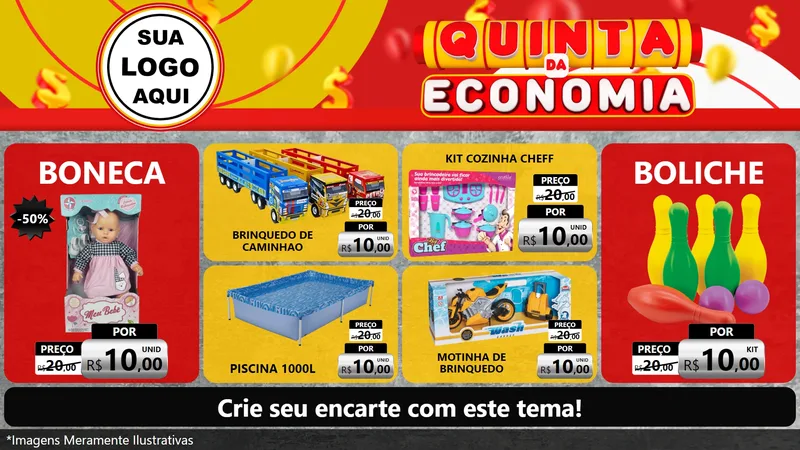 Modelo de TV para TV Horizontal com o tema Quinta da Economia para Brinquedos