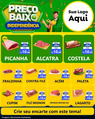 Modelo de Rede Social para Feed Instagram com o tema Preço Baixo de Independência para Açougue