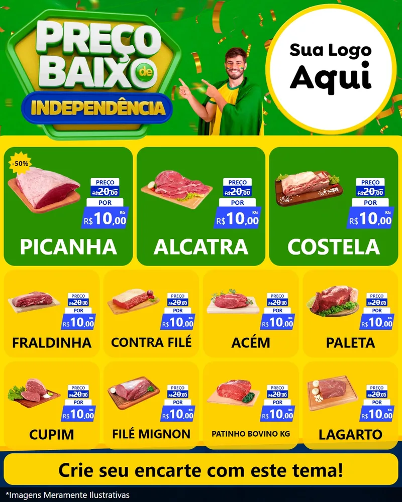 Modelo de Rede Social para Feed Instagram com o tema Preço Baixo de Independência para Açougue