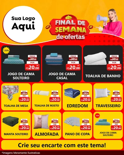 Modelo de Rede Social para Feed Instagram com o tema Final de Semana de Ofertas para Cama, Mesa e Banho