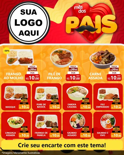 Modelo de Rede Social para Feed Instagram com o tema Mês Dos Pais para Restaurante