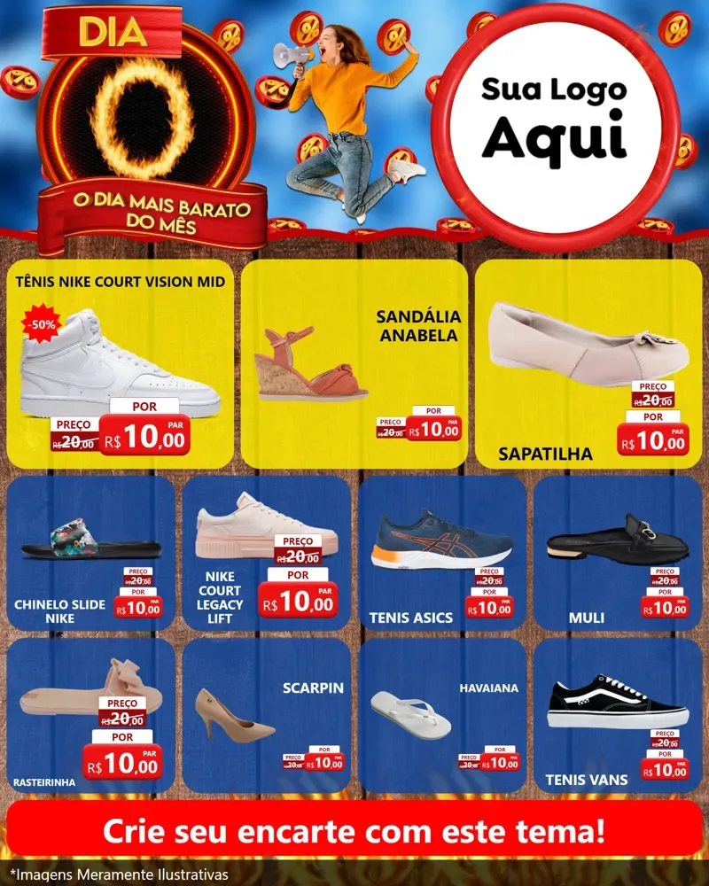 Modelo de Rede Social para Feed Instagram com o tema Dia O - O Dia Mais Barato Do Mês para Calçados