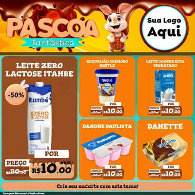 Modelo de Rede Social para Feed Facebook com o tema Páscoa Fantástica para Frios e Laticínios