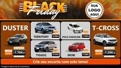 Modelo de TV para TV Horizontal com o tema Black Friday para Concessionaria de Carros