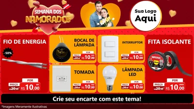Modelo de TV para TV Horizontal com o tema Semana dos Namorados para Materiais Elétricos