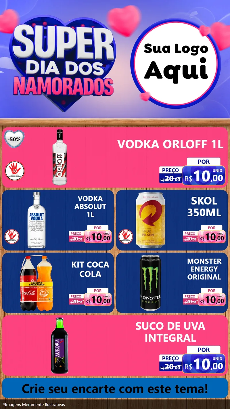 Modelo de TV para TV Vertical com o tema Super Dia dos Namorados para Distribuidora de bebidas
