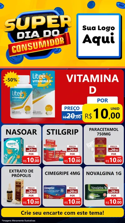 Modelo de Rede Social para Stories com o tema Super Dia do Consumidor para Farmácia