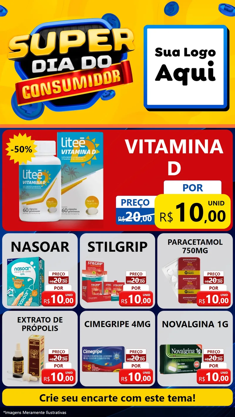 Modelo de Rede Social para Stories com o tema Super Dia do Consumidor para Farmácia